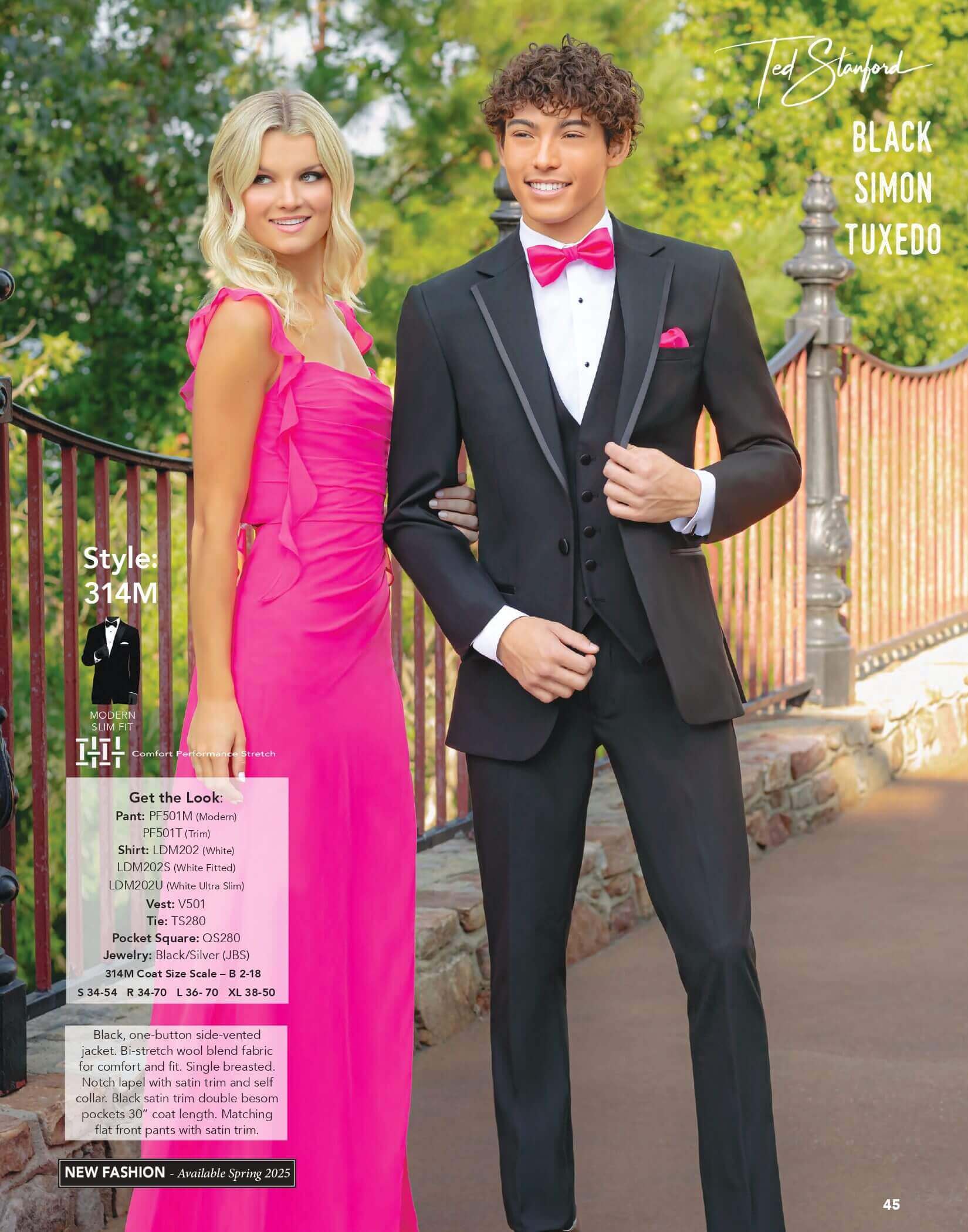 Couple in formal attire on outdoor path.