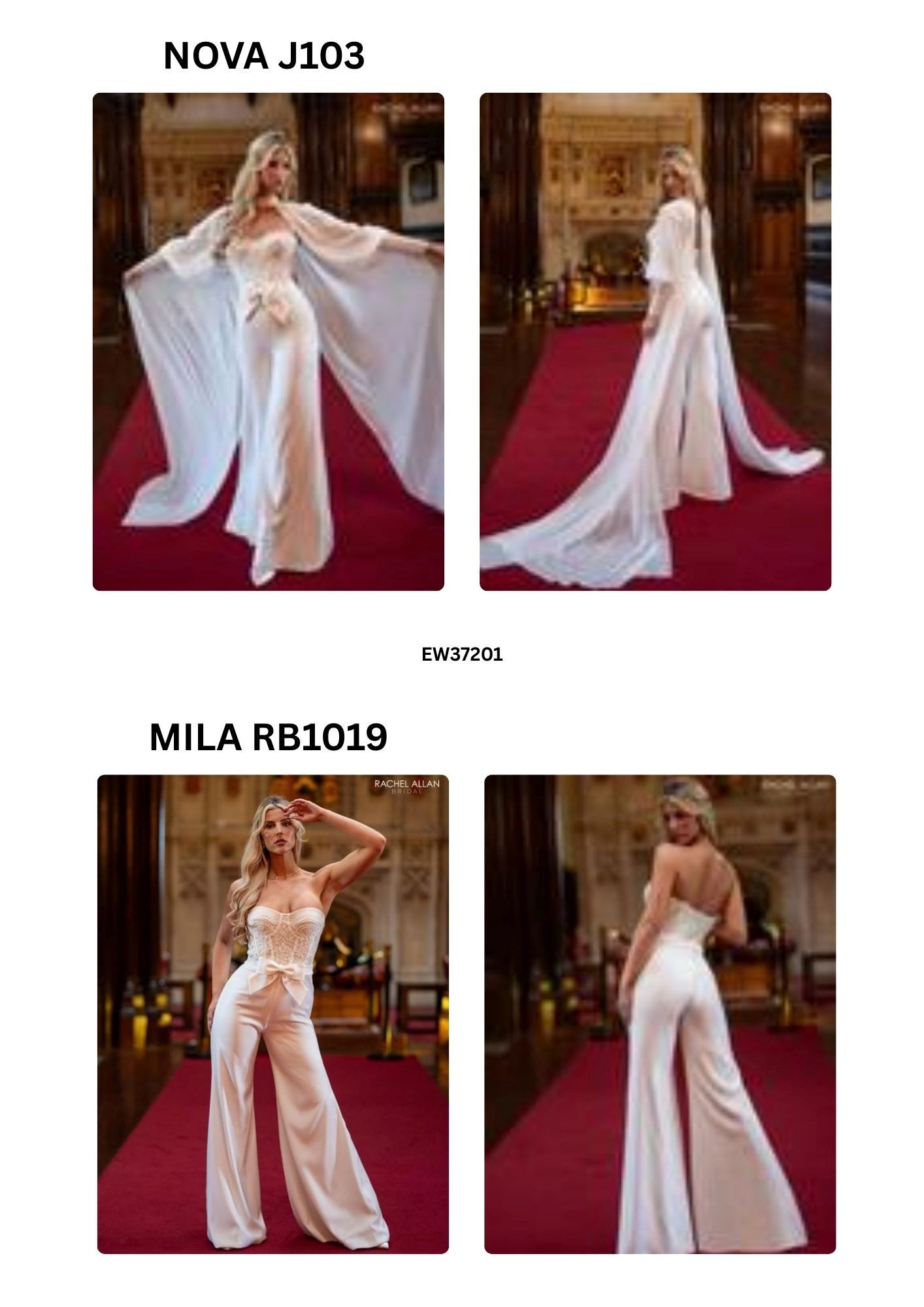 Elegant white evening gown with flowing sleeves and intricate details.